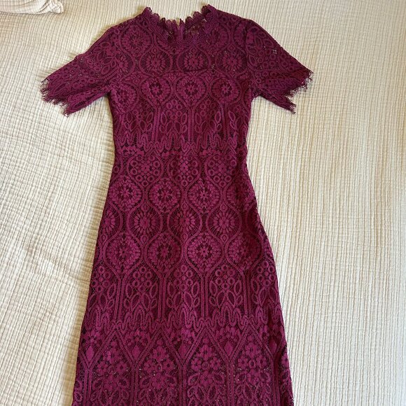 Magenta Lace Midi Dress - Picture 1 of 2